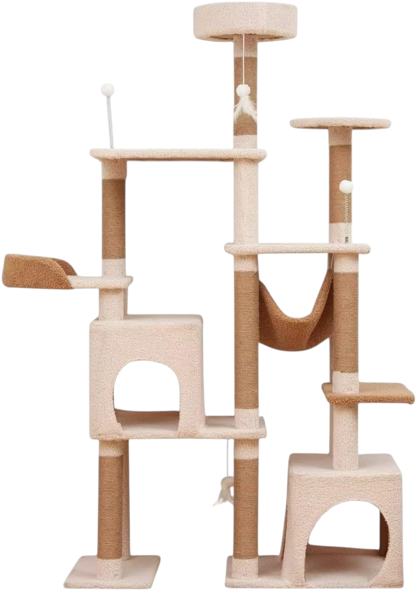 costco cat tree 67in plush multi-level condo beige