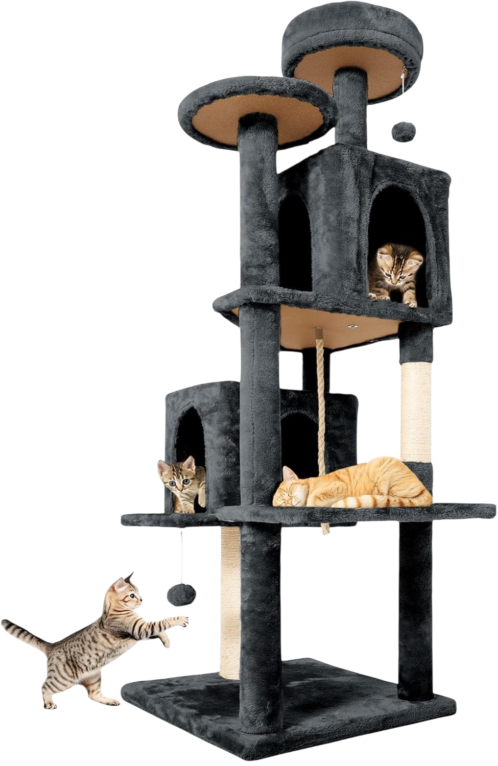 costco cat tree 58.5in large tower rotating cave gray black