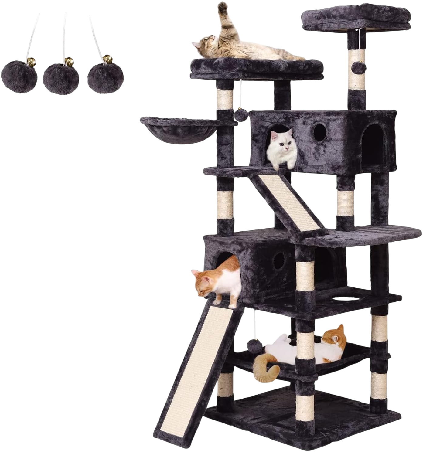 costco cat tree MQ 70.1in multi-level tower smoky gray